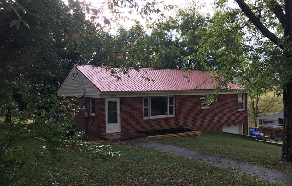 Brick home with red roof